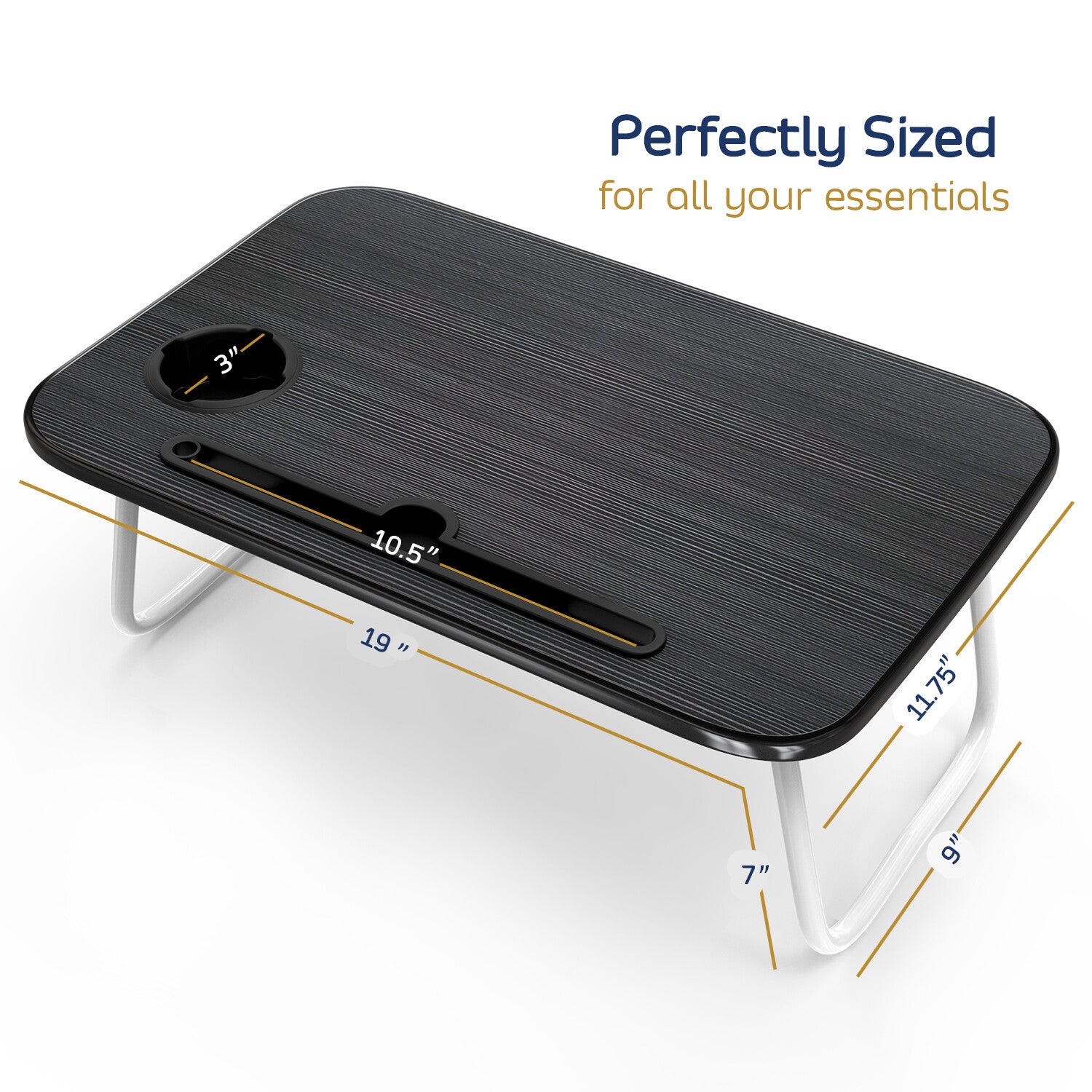 Adjustable Laptop Tray Lap Desk Stand Foldable Bed Table Notebook Tray Cup Slot