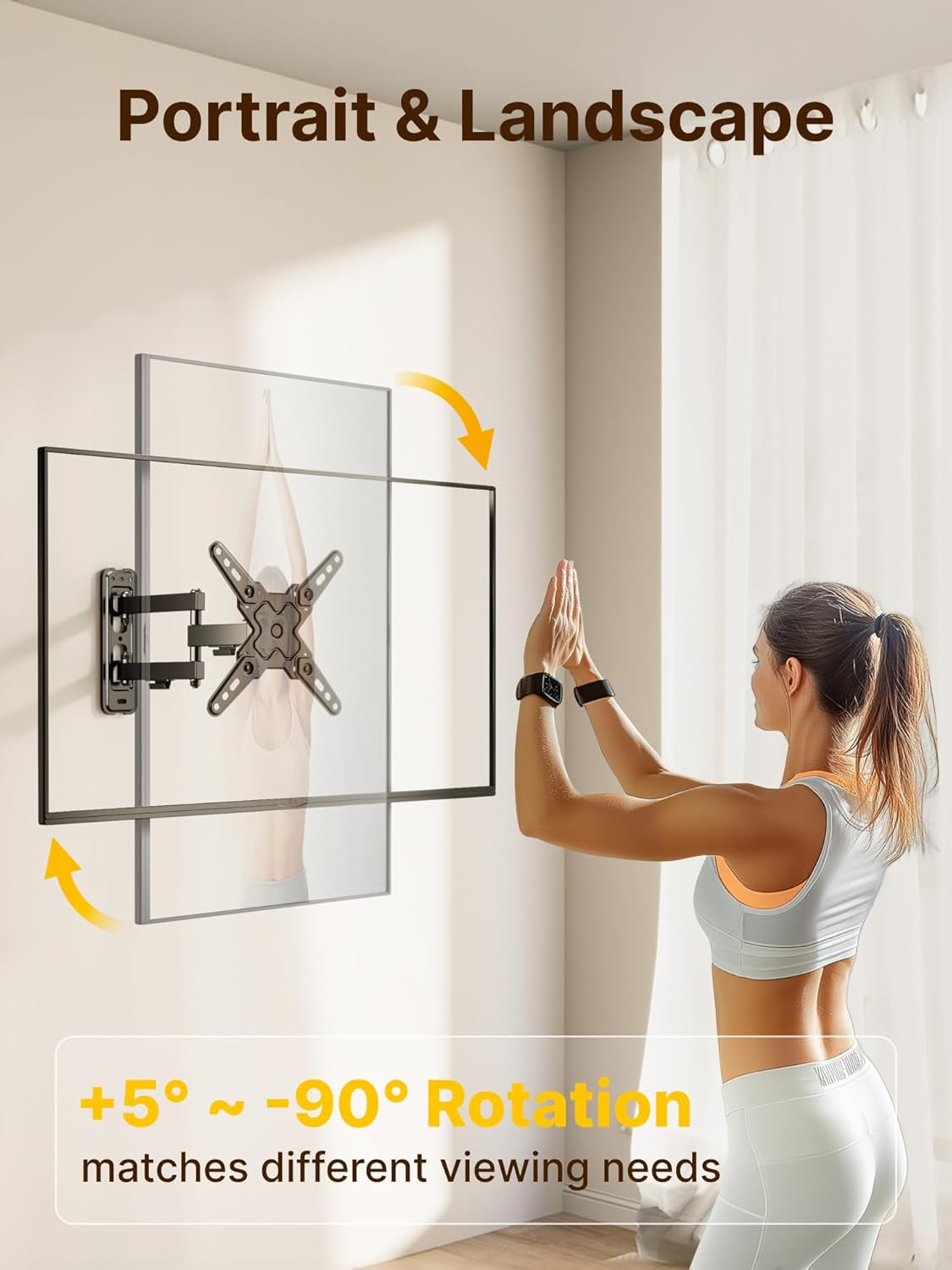 Full Motion TV Wall Mount Bracket for Most 13-43 Inch LED LCD Flat Screen Tvs & Monitors, Swivel Tilt Extension Rotation with Articulating Arms, TV Mount Max VESA 200X200Mm, up to 44Lbs