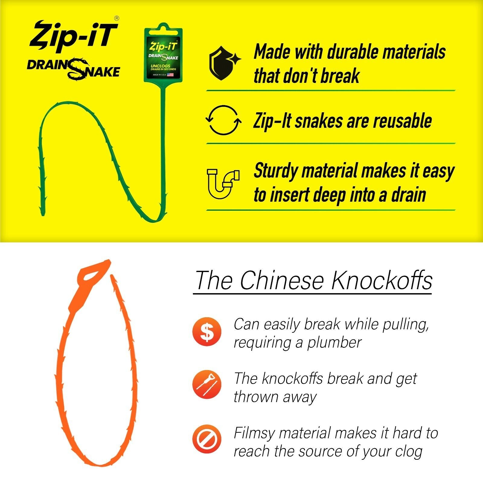 ZIP-IT BARBED PLASTIC Clog Removal Drain Snake Cleaner (12 PK)