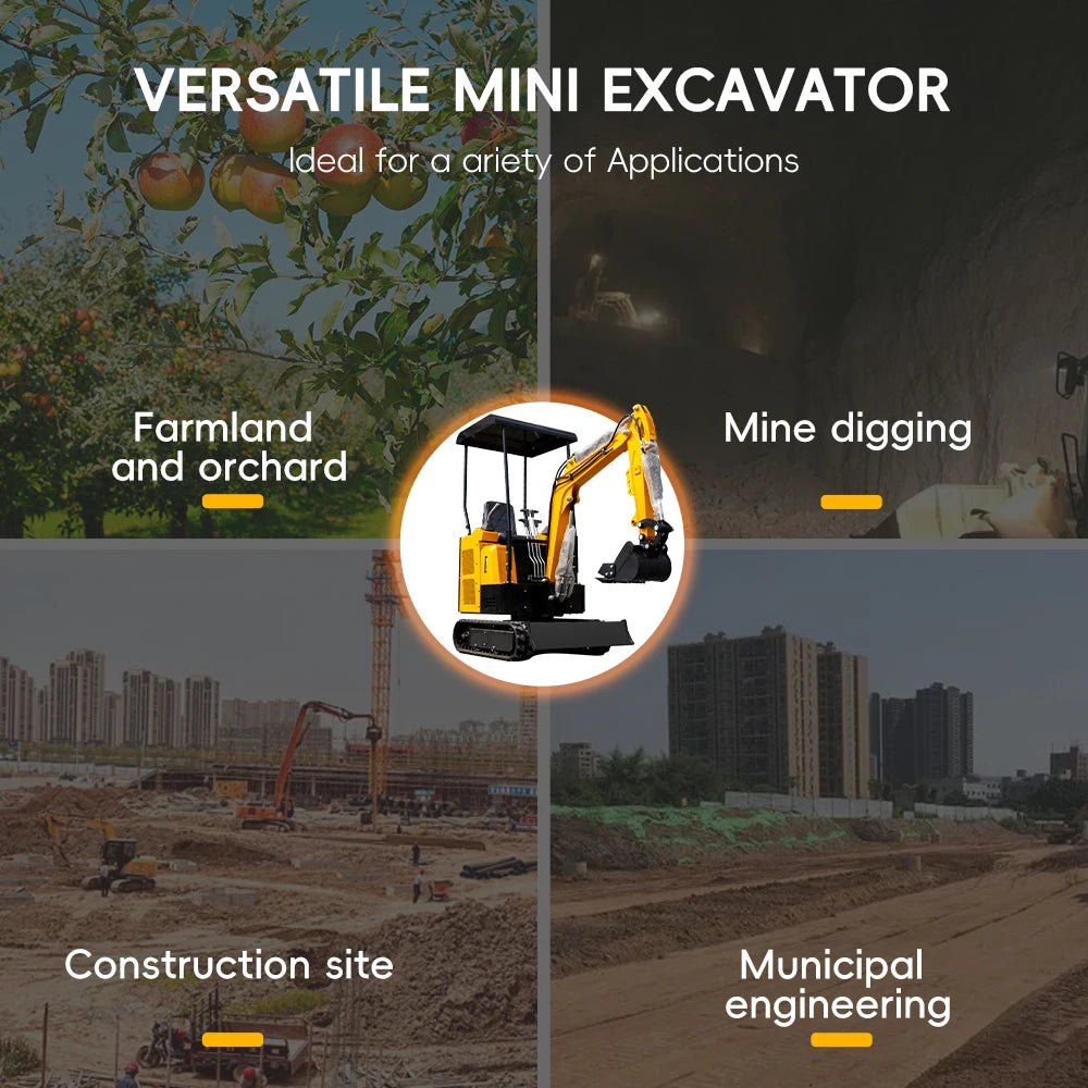 USA STOCK Mini Excavators 1.5 Ton Mini Hydraulic Agricultural Digger for Garden Farm 1500 Kg with Crawler Door to Door