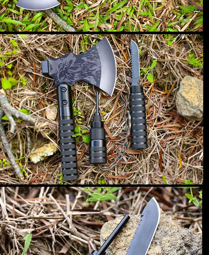 Outdoor Camping Survival Axe Aluminum Handle Steel Metal Head First Aid Detachable Multifunction Hunting Hiking Tactical Axes