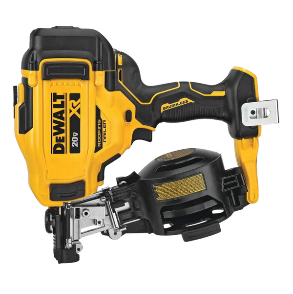 20V MAX Brushless 15 Degree Cordless Coil Battery Powered Roofing Nailer with Tool-Free Nail Tray (Yellow and Black)