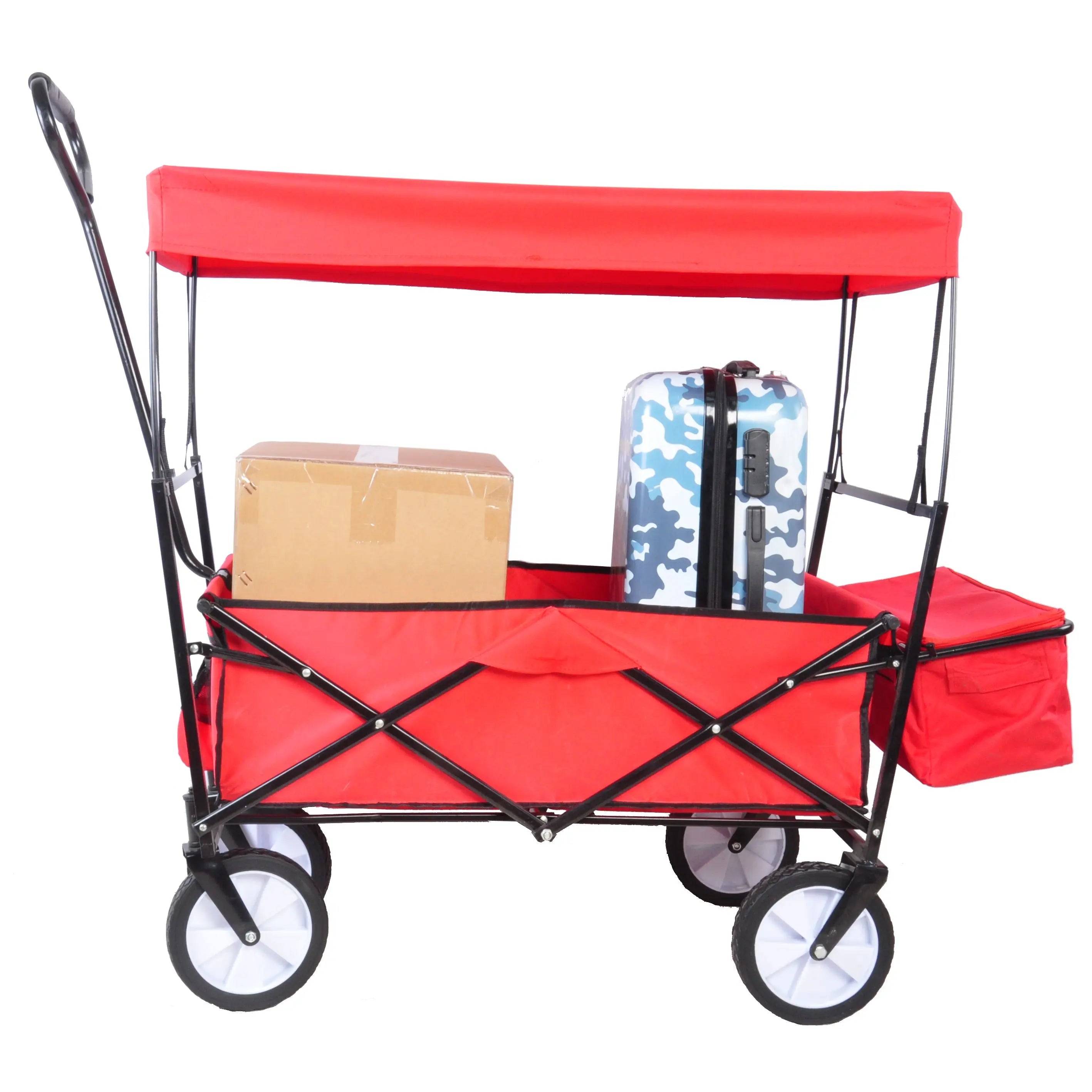 DB 200Kg Steel Garden Shopping Cart Four-Wheel Folding Wagon for Beach Outdoor Home Tools with Mesh Platform OEM Customizable