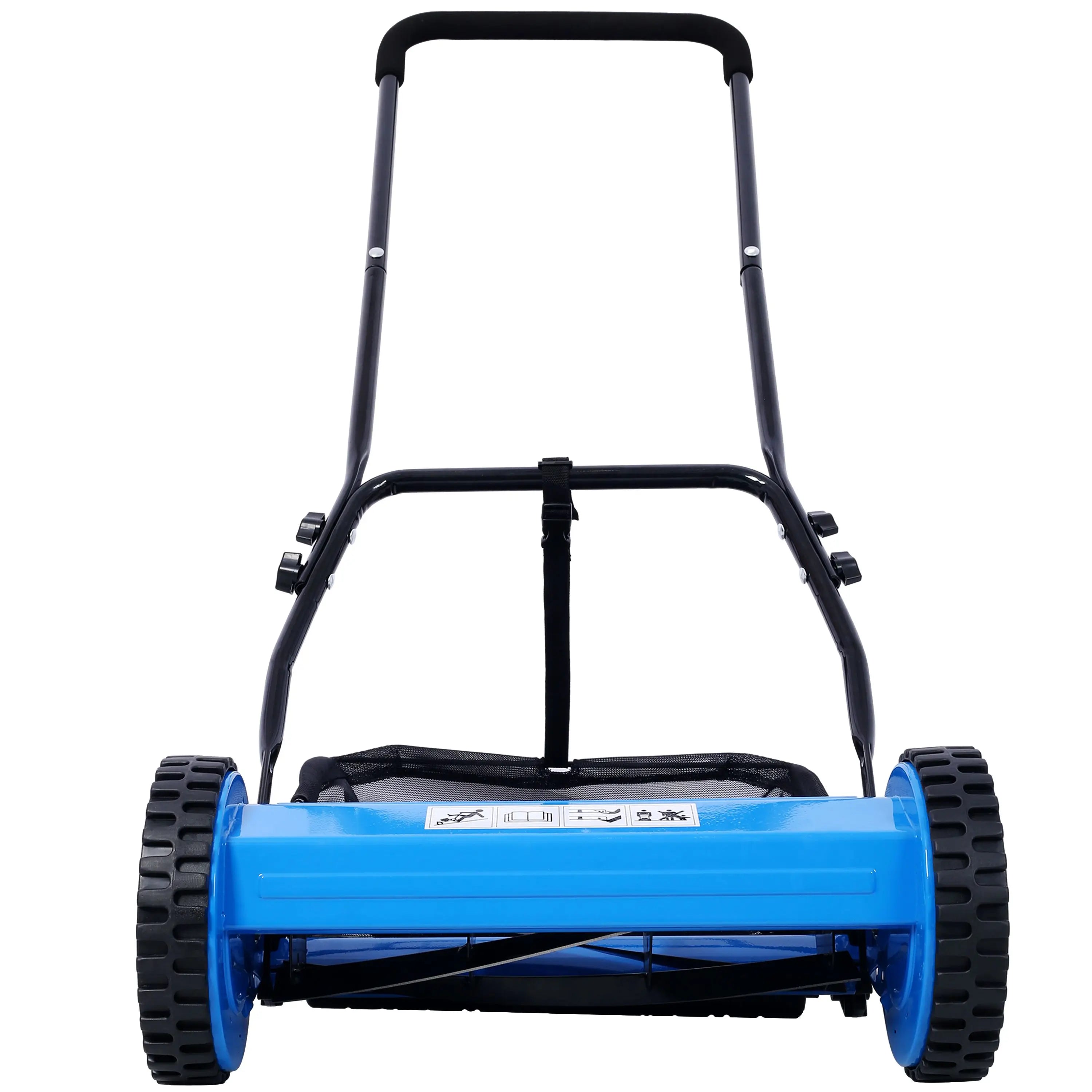 DB 16-Inch Electric Lawn Mower with 5 Blades and Self-Propelled Feature Cordless Blue Push Reel with Grass Catcher