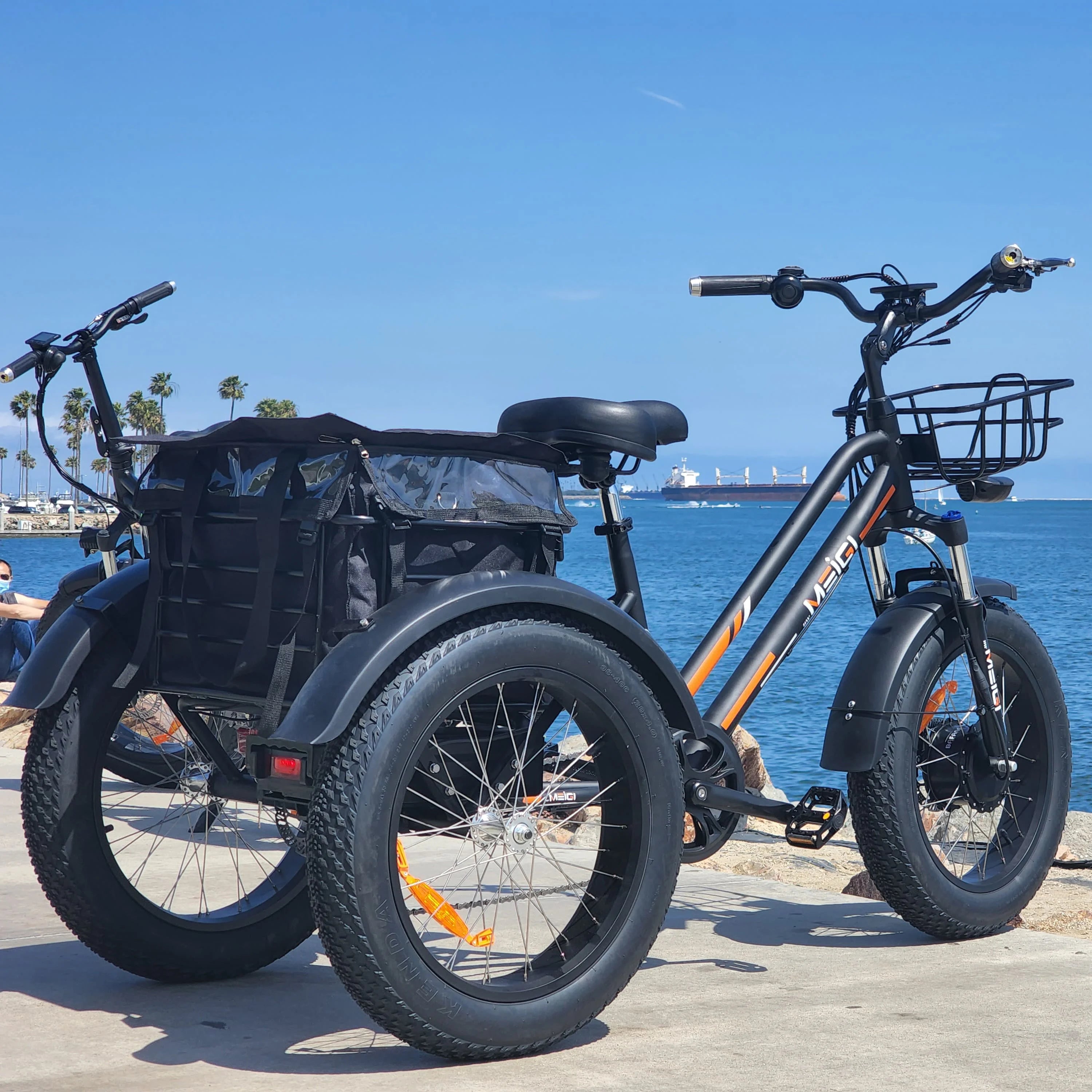 EZREAL 750 Watt Electric 3-Wheel Bike 48V Open Body Electric Tricycle with Fat Tire for Food Delivery Stocked at USA Warehouse