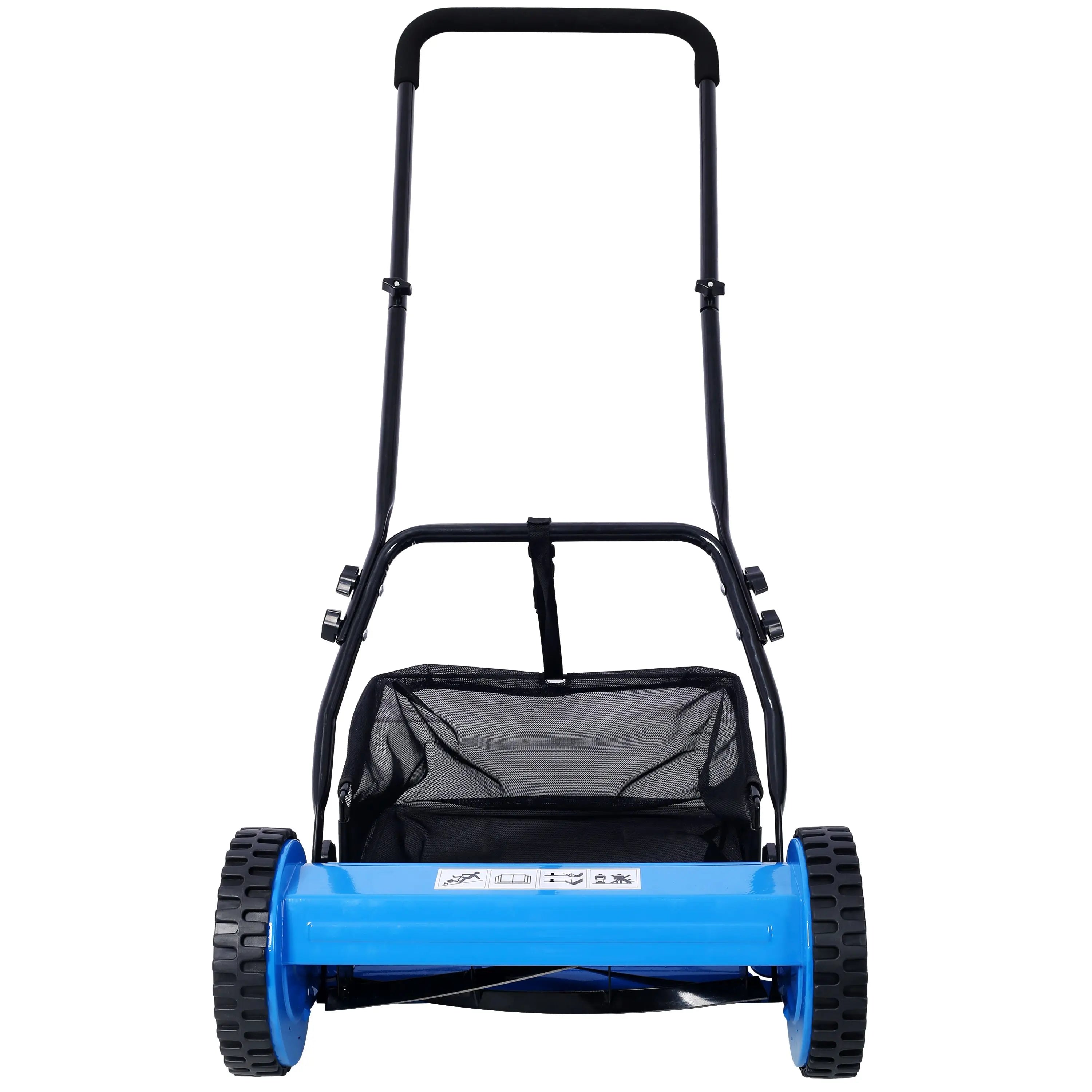 DB 16-Inch Electric Lawn Mower with 5 Blades and Self-Propelled Feature Cordless Blue Push Reel with Grass Catcher