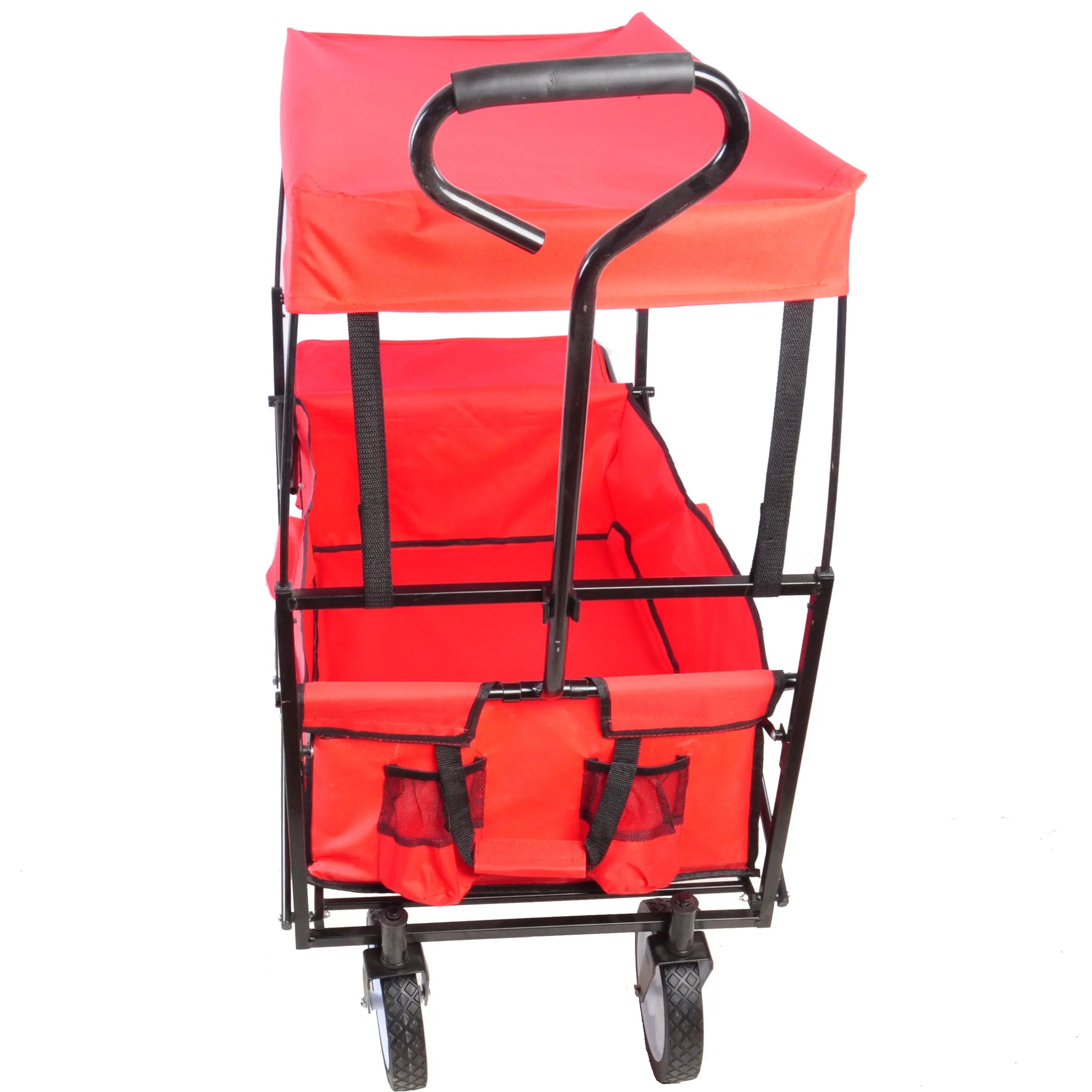 DB 200Kg Steel Garden Shopping Cart Four-Wheel Folding Wagon for Beach Outdoor Home Tools with Mesh Platform OEM Customizable