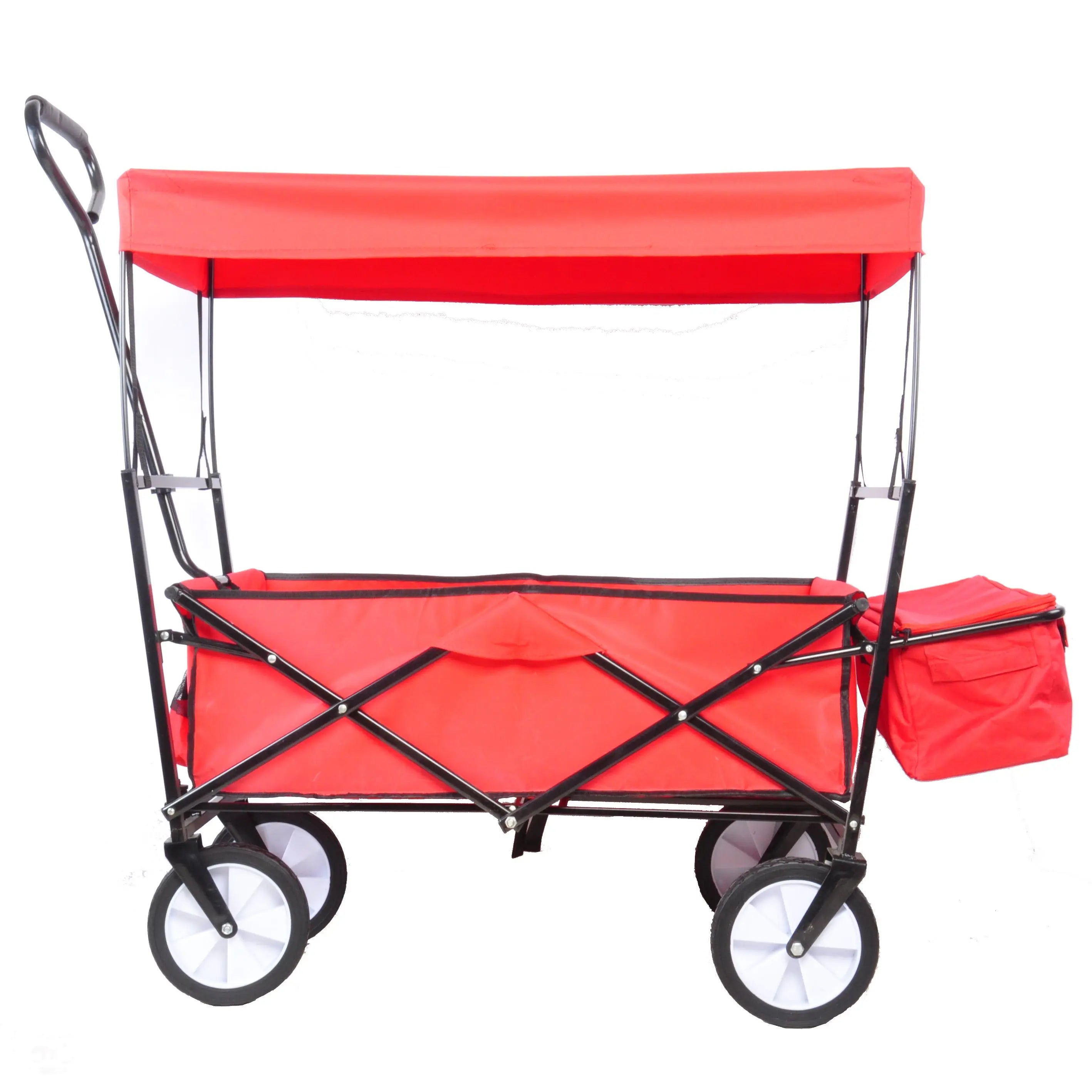 DB 200Kg Steel Garden Shopping Cart Four-Wheel Folding Wagon for Beach Outdoor Home Tools with Mesh Platform OEM Customizable