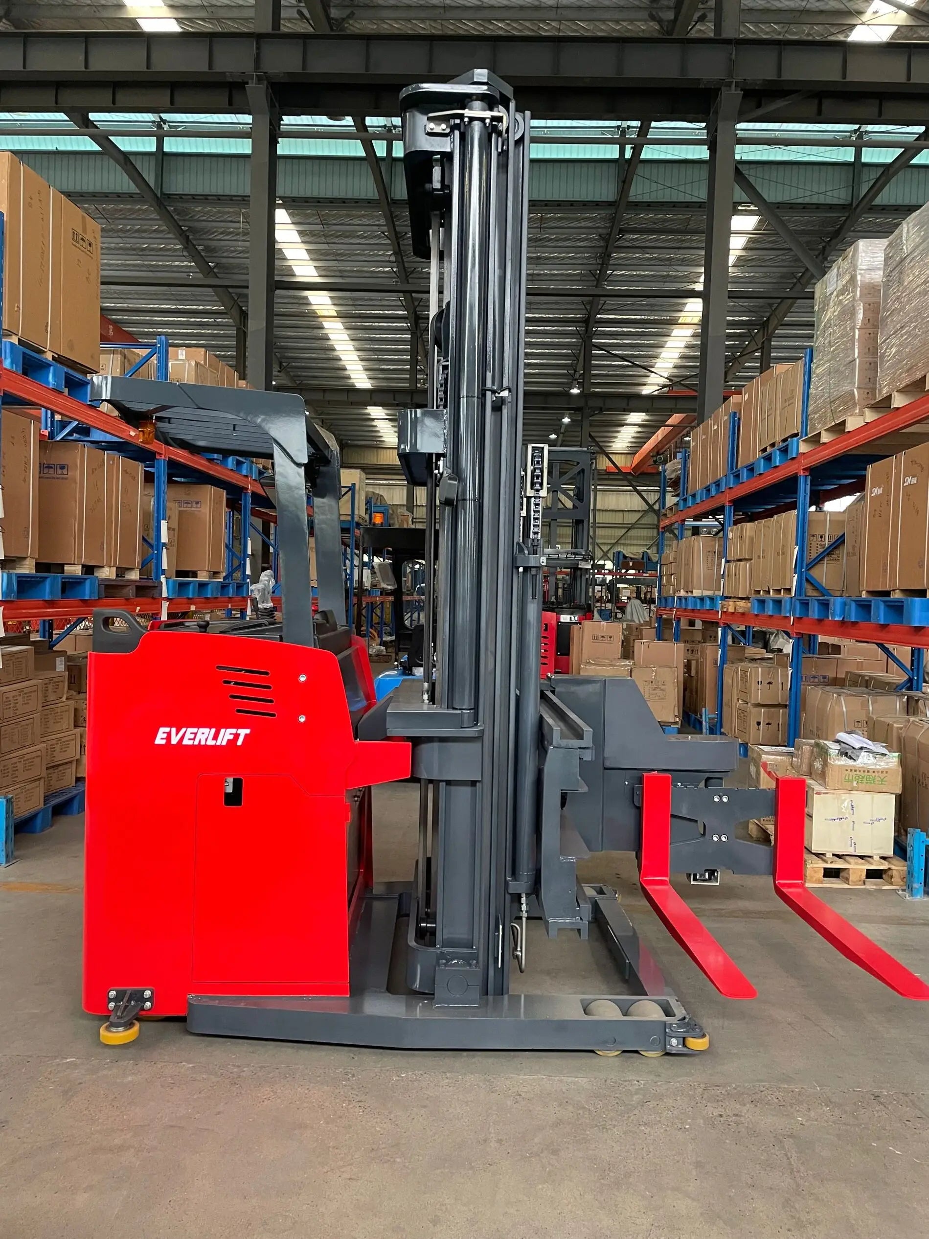 3 Way Forklift 1Ton 1.5 Ton 6M -12M Electric 3 Way Pallet Stacker VNA Forklift with AGV System Optional Lithium Battery