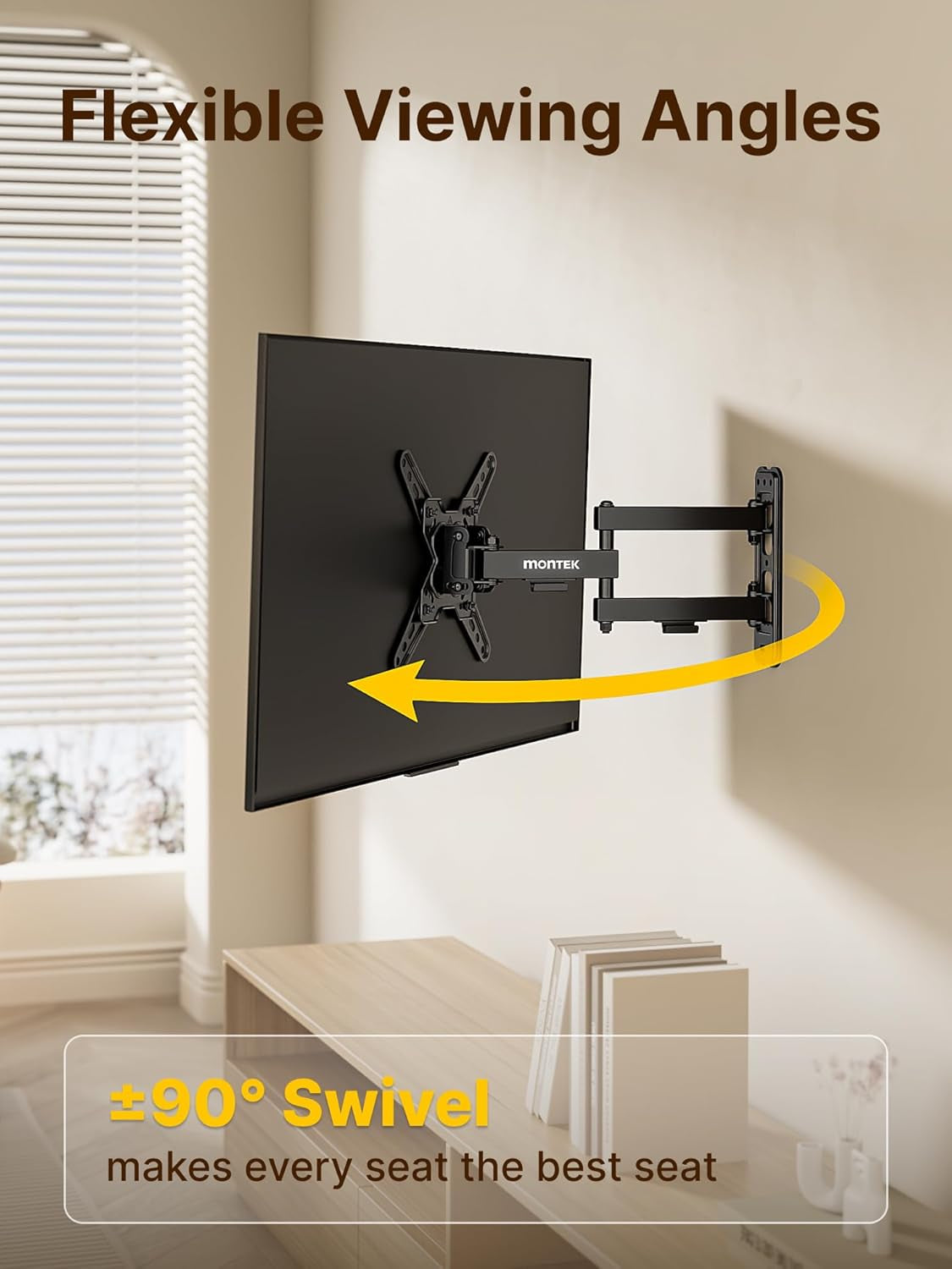 Full Motion TV Wall Mount Bracket for Most 13-43 Inch LED LCD Flat Screen Tvs & Monitors, Swivel Tilt Extension Rotation with Articulating Arms, TV Mount Max VESA 200X200Mm, up to 44Lbs