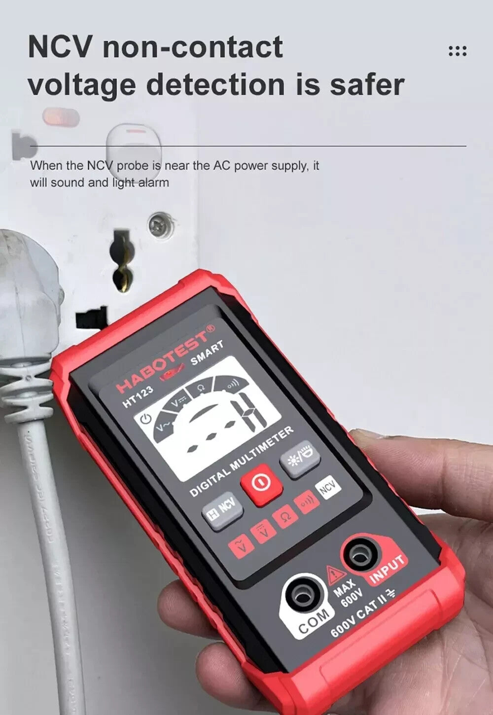 HABOTEST HT123 Digital Multimeter Smart Voltmeter Ohmmeter AC DC Meter Tester US