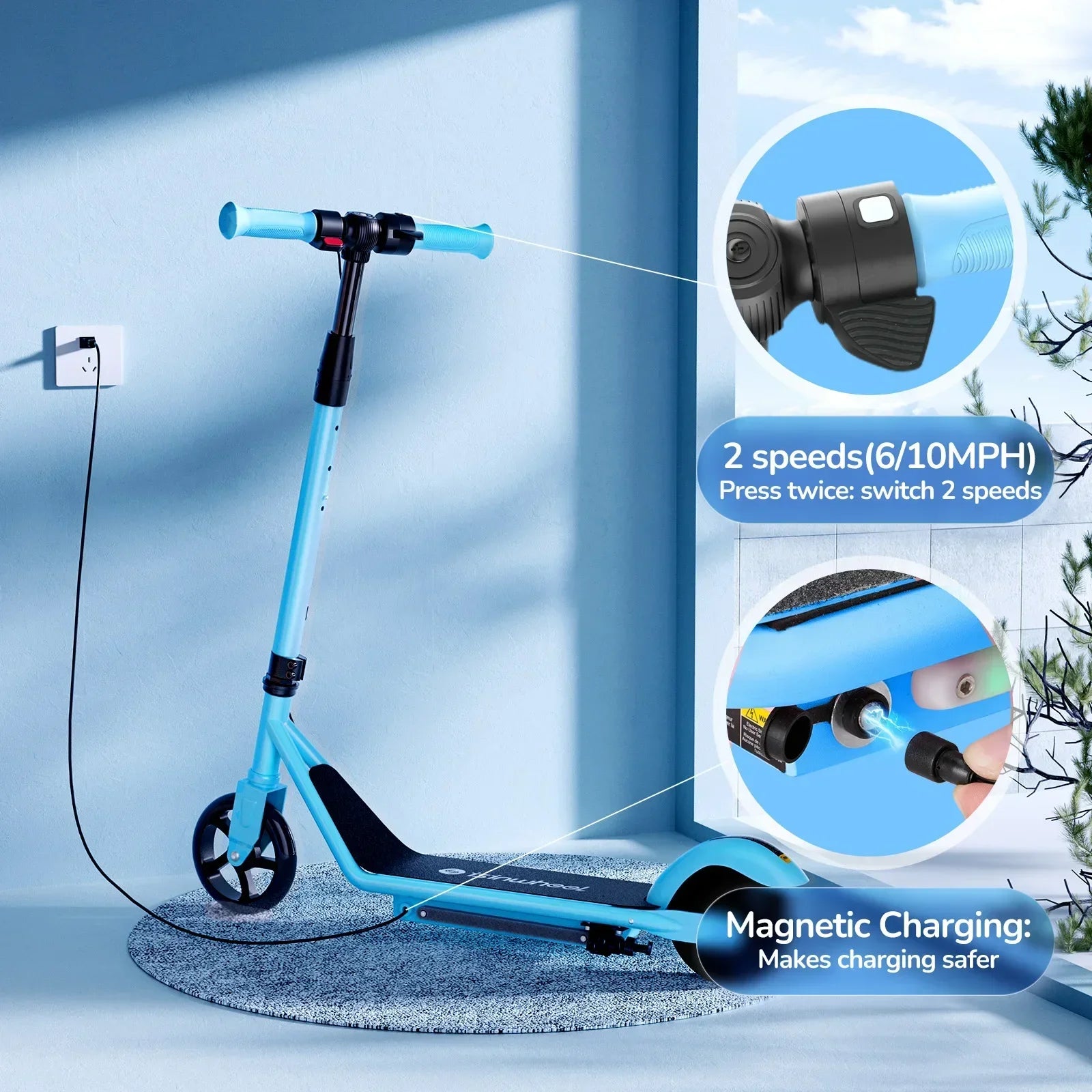 Lsinwheel S2 Children'S Electric Scooter 18V 2.6Ah Battery 150W Motor 5 Inch Tire Children E-Scooter