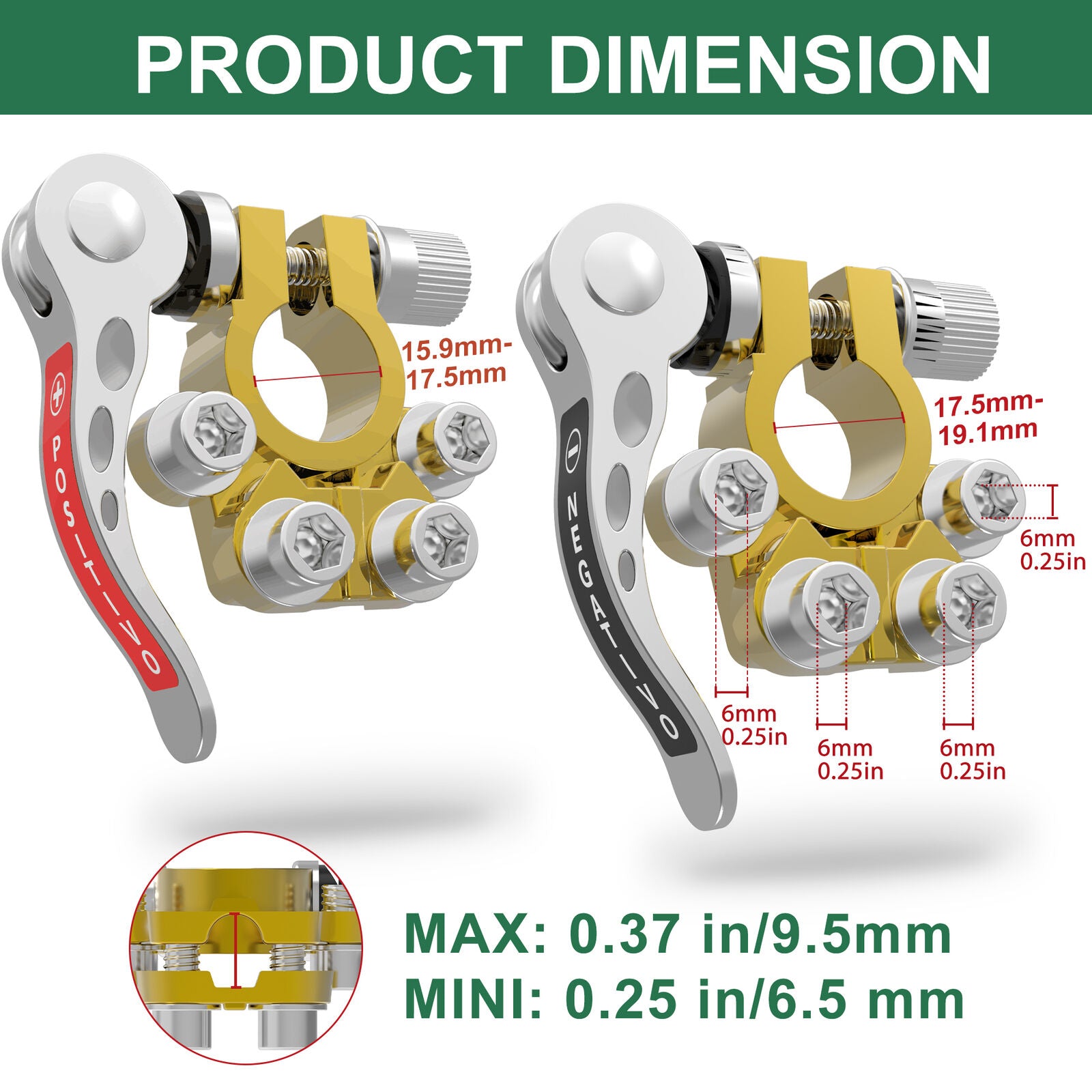 2Pcs Car Battery Terminals Connector Clamp Quick Release Adjust Disconnect Tool