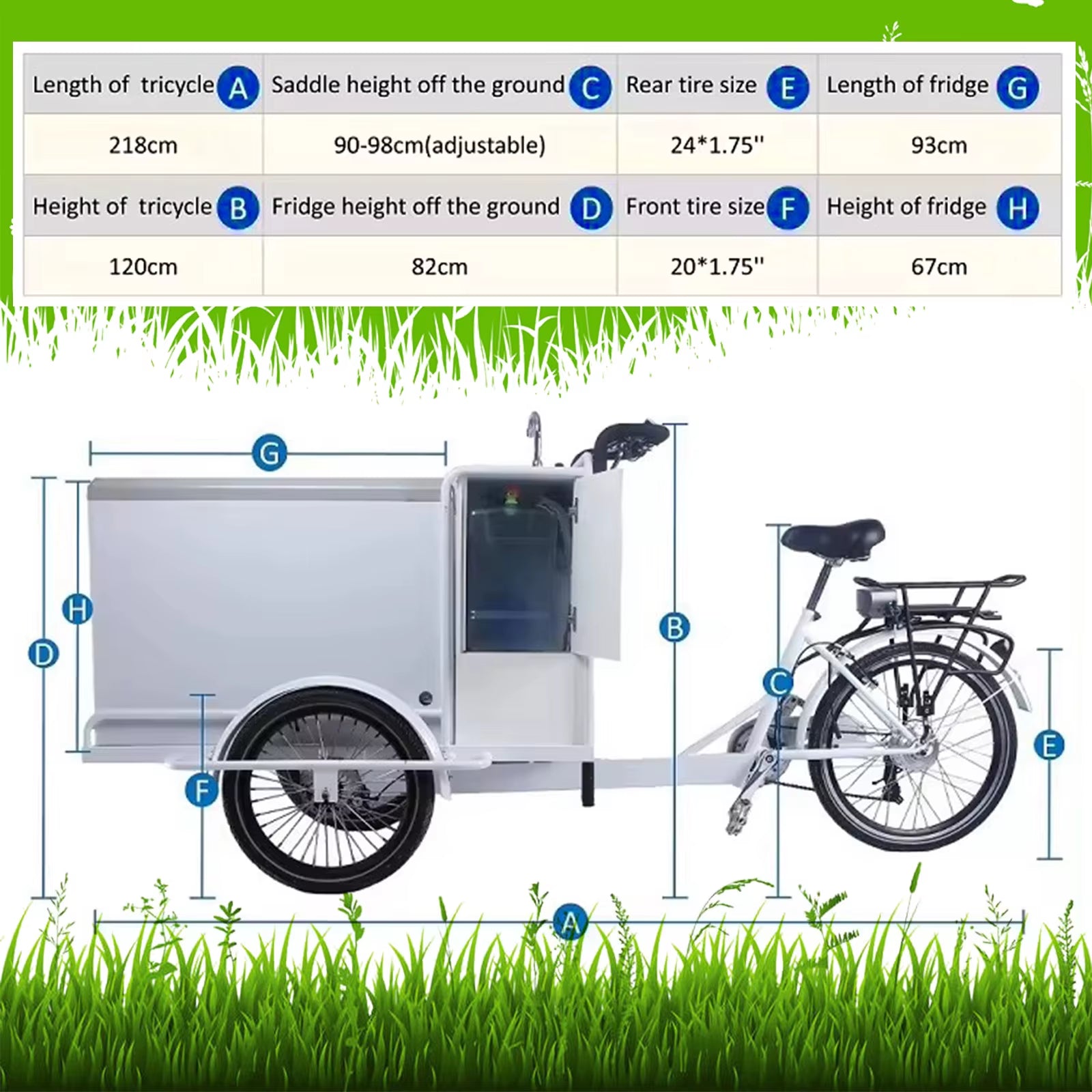 Electric Ice Cream Tricycle Cart Street Sale with Freezer Beverage Water Treatment System and Pump Installation Required