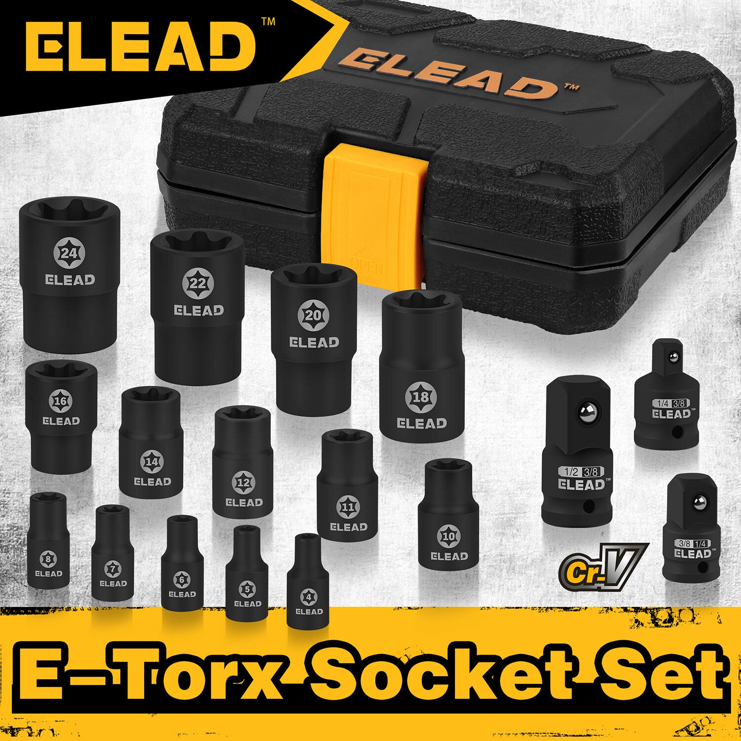 17-Piece Inverted E-Torx Socket Set Impact Star Female Sockets for Impact Wrench