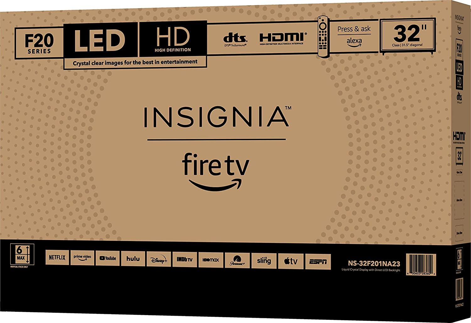 32" Class F20 Series Smart HD Fire TV, Voice Remote with Alexa, Free & Live TV