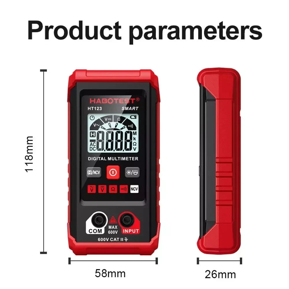 HABOTEST HT123 Digital Multimeter Smart Voltmeter Ohmmeter AC DC Meter Tester US
