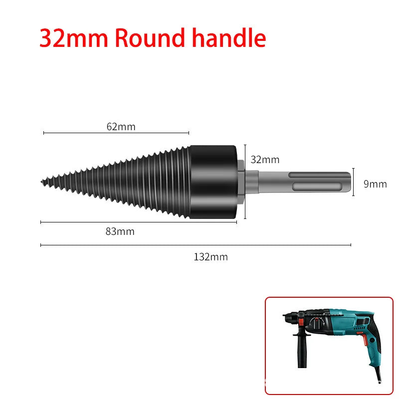 32Mm Wood Drill Bit Splitter Drill Hammer Drill Firewood Splitter Driller Square/Round/Hex Shank Drill Bit Split Drilling Tool
