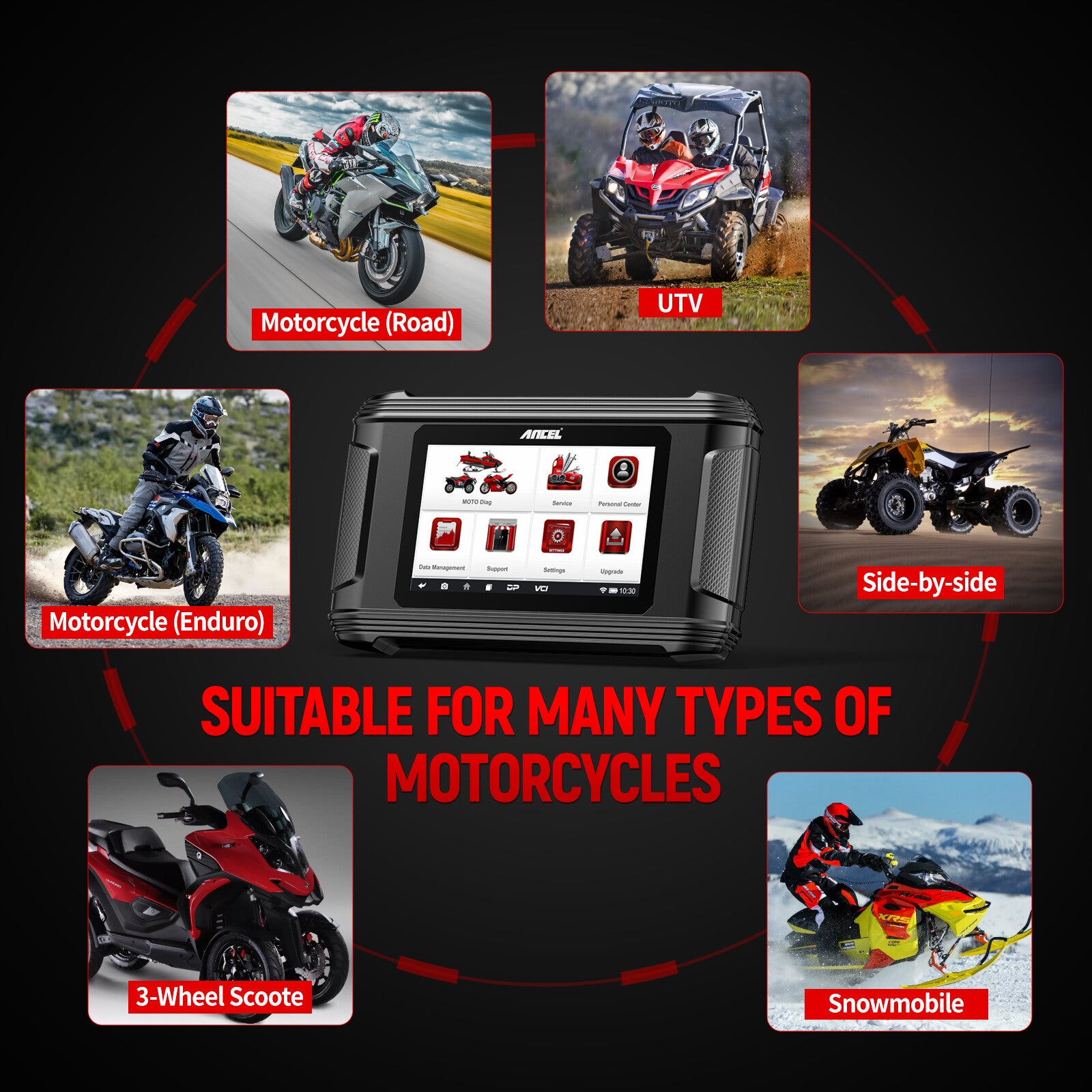 Motorcycle Diagnostic Tool Scanner Coding Fit for HARLEY POLARIS KAWASAKI YAMAHA