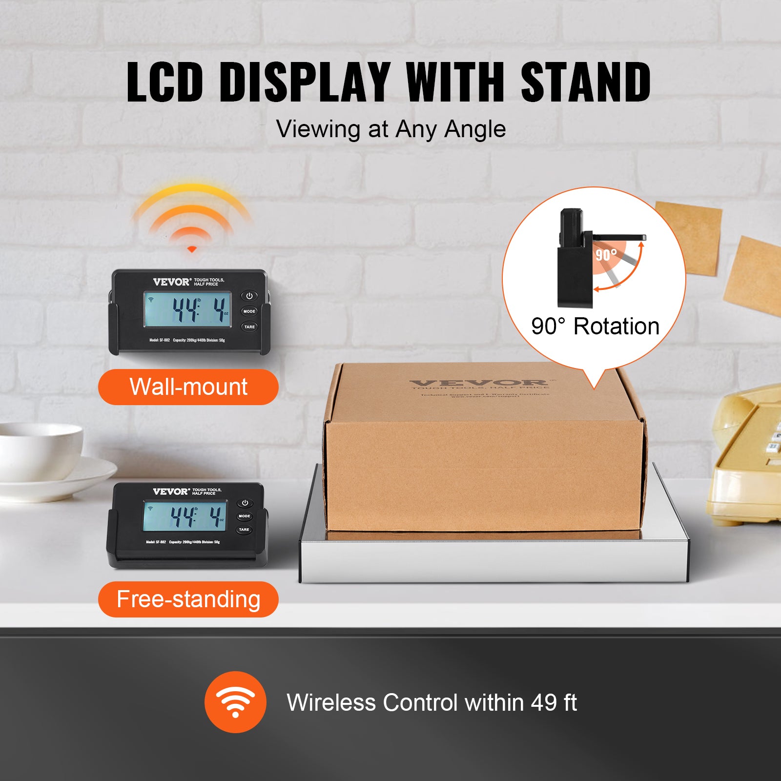 VEVOR Shipping Scale 110 Lbs/440 Lbs Digital Postal Scale AC/DC Package LCD