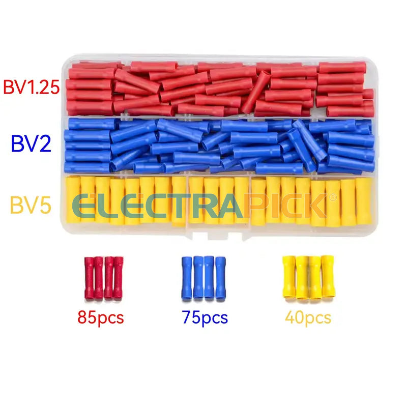 200PCS Insulated Straight Electrical Wire Connectors Butt Splice Crimp Terminals