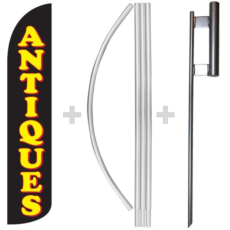 Antiques 15' Tall Windless Swooper Feather Banner Flag & Pole Kit