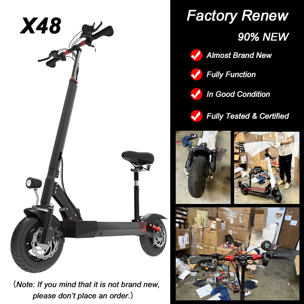 Like New X48 Electric Scooter with Seat 1200W Motor 13AH Battery 28MPH Top Speed 28 Miles Long Range Adults E-Scooters Foldable