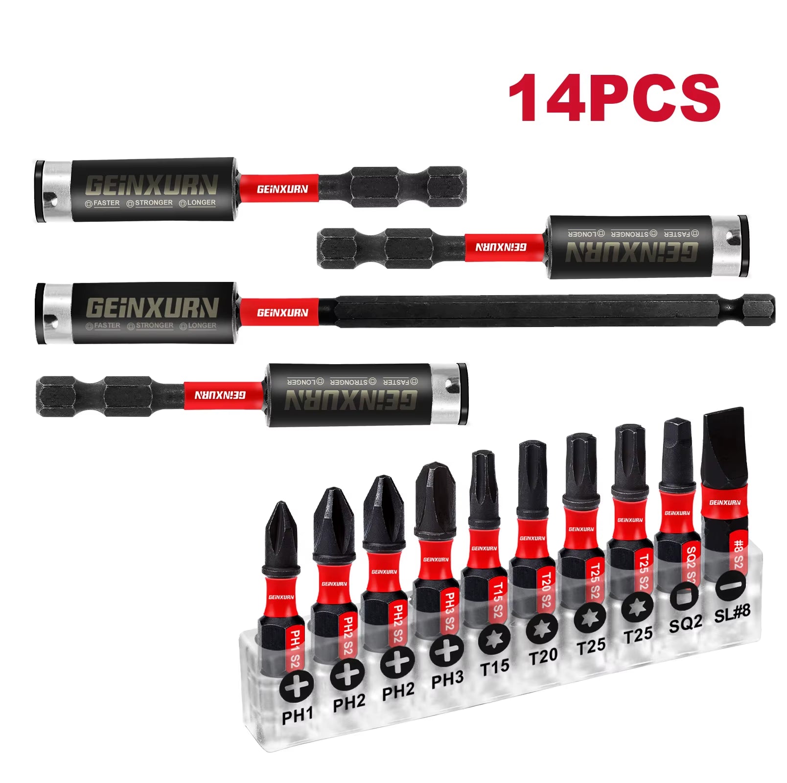 14Pcs/Set 25Mm PH T SQ SL High-Torque S2 Steel Drill Screwdriver Bits 60/75Mm Holder DIY Grade OEM ODM Stocked USA Warehouse
