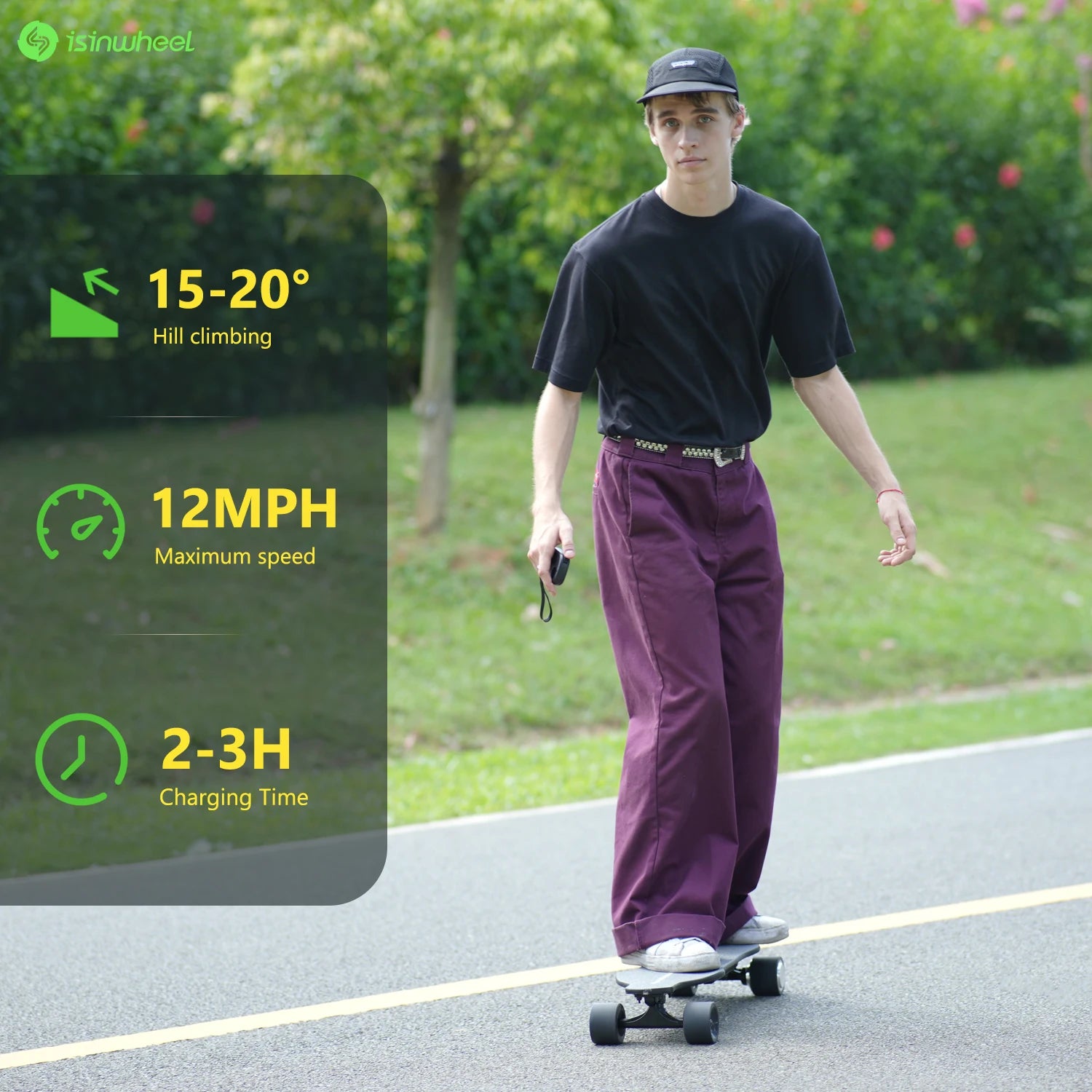Isinwheel V6 Adult Electric Skateboard 25.2V 2Ah Battery Four-Wheel E-Skateboard 74*51Mm Tire E-Scooter