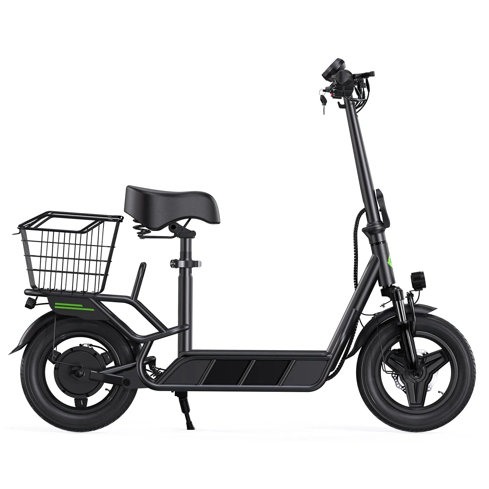 Lsinwheel Hyper X Adult with Seat and Rear Basket Electric Scooter 48V 10Ah Battery 700W Motor 14" Tire Foldable City E-Scooter