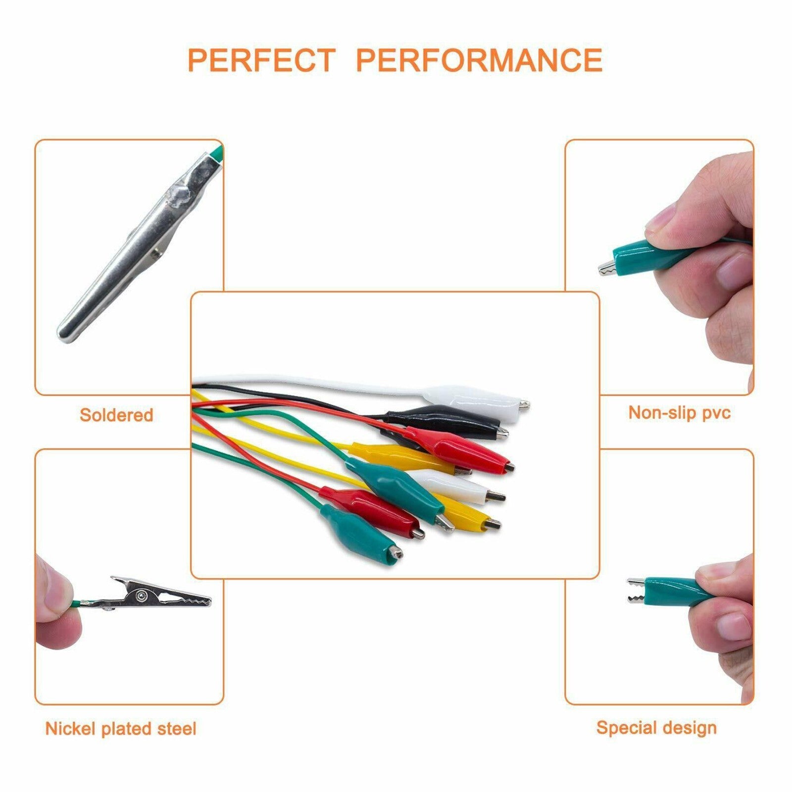 20Pcs Double-Ended Wire Crocodile Alligator Clips Test Leads Jumper Cable