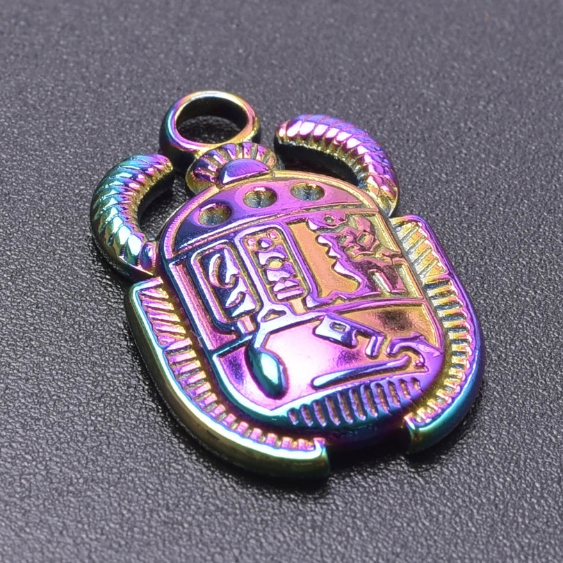 6Pcs Vintage Egyptian Scarab Beetle Charm Stainless Steel Insect Pendant for Jewelry Making DIY Bracelet Necklace Handmade Craft