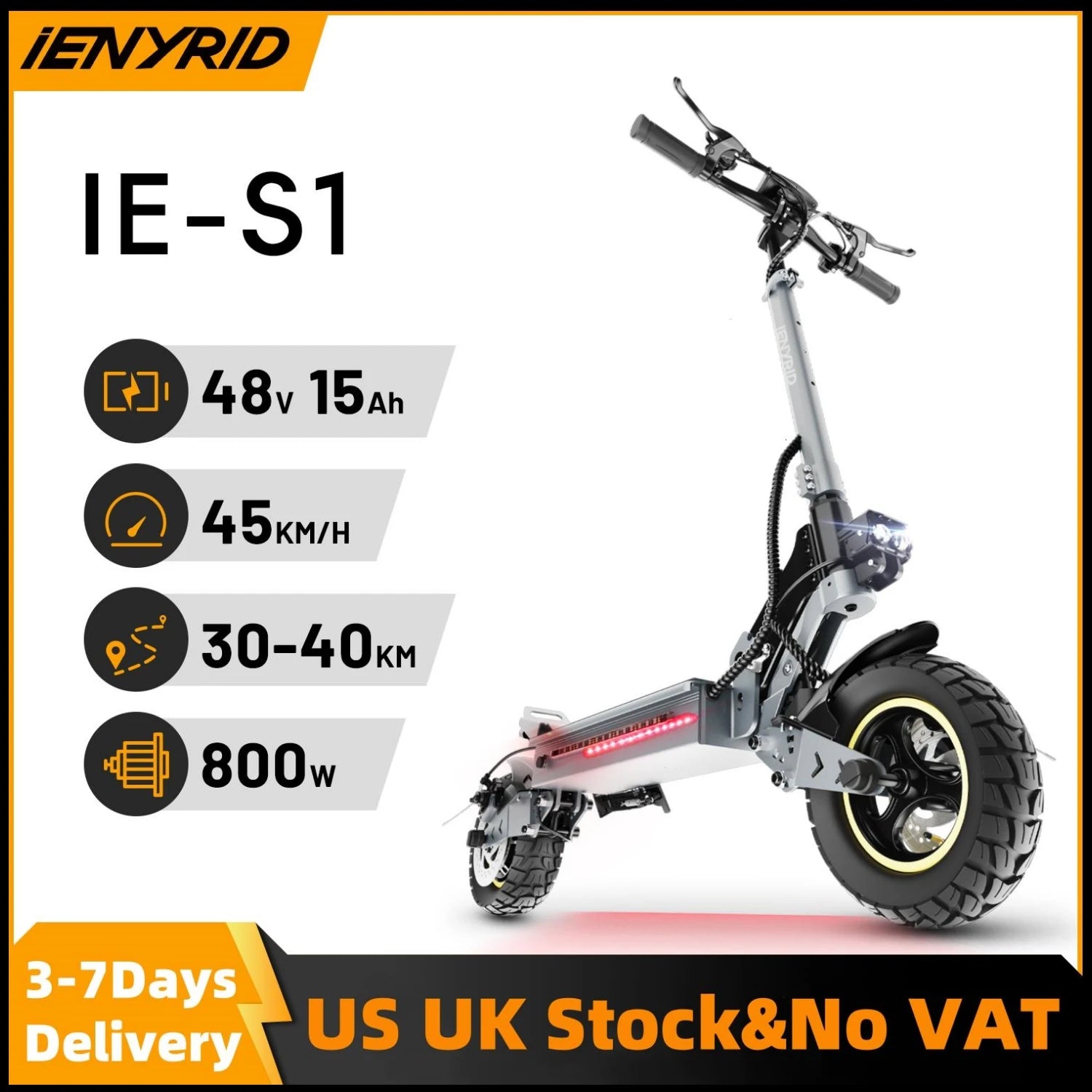 IE-S1 Electric Scooter 800W Motor 48V15AH Lithium Battery E-Scooter 10-Inch Off-Road Tires Foldable E-Scooters