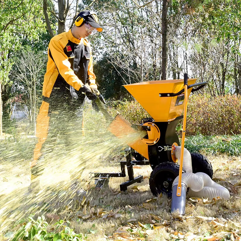 Petrol Wood Chipper 2In1 Grass Leaf Branch Shredder 7HP Garden Chipping Heavy Duty Wood Chipper Shredder