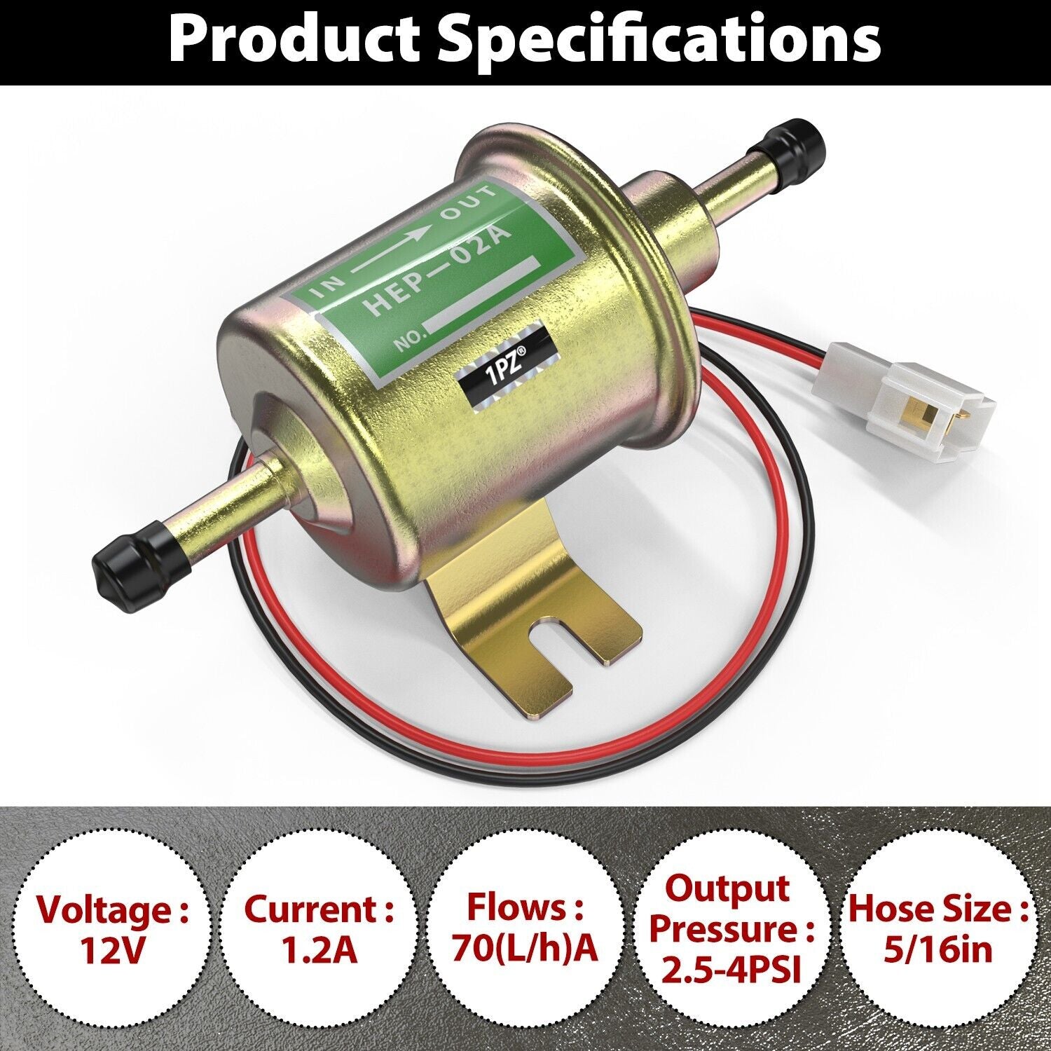 2 Packs 12V Electric Fuel Pump HEP-02A Universal Inline Low Pressure Gas Diesel