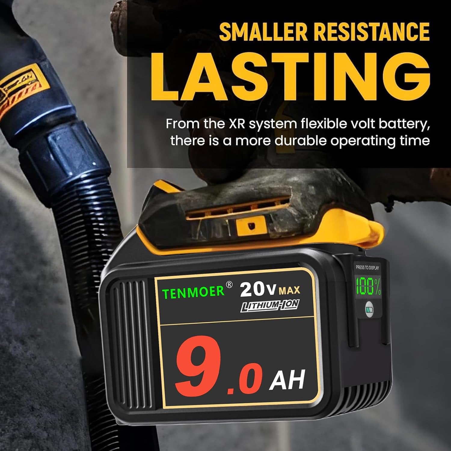 2 Pack DCB200 20V 9.0Ah Replacement Battery Compatible with Dewalt 20V Cordless Tools with Digital Indicator