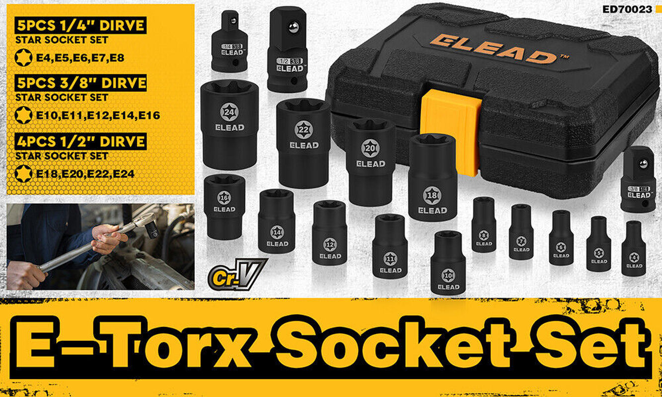 17-Piece Inverted E-Torx Socket Set Impact Star Female Sockets for Impact Wrench