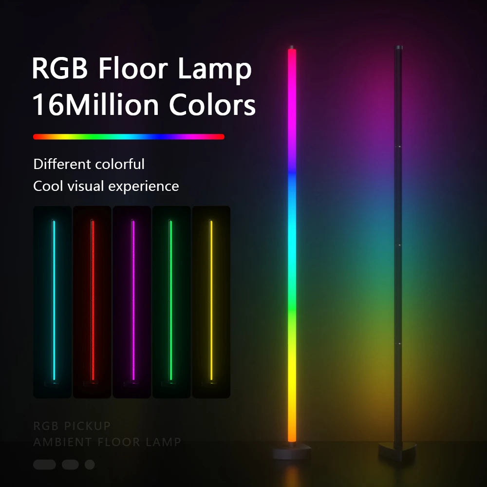 RGB LED Floor Lamp Living Room Dimmable 141Cm Highly DIY Stand RGB LED Mood Light for Bedroom Home Decor Interior Lighting