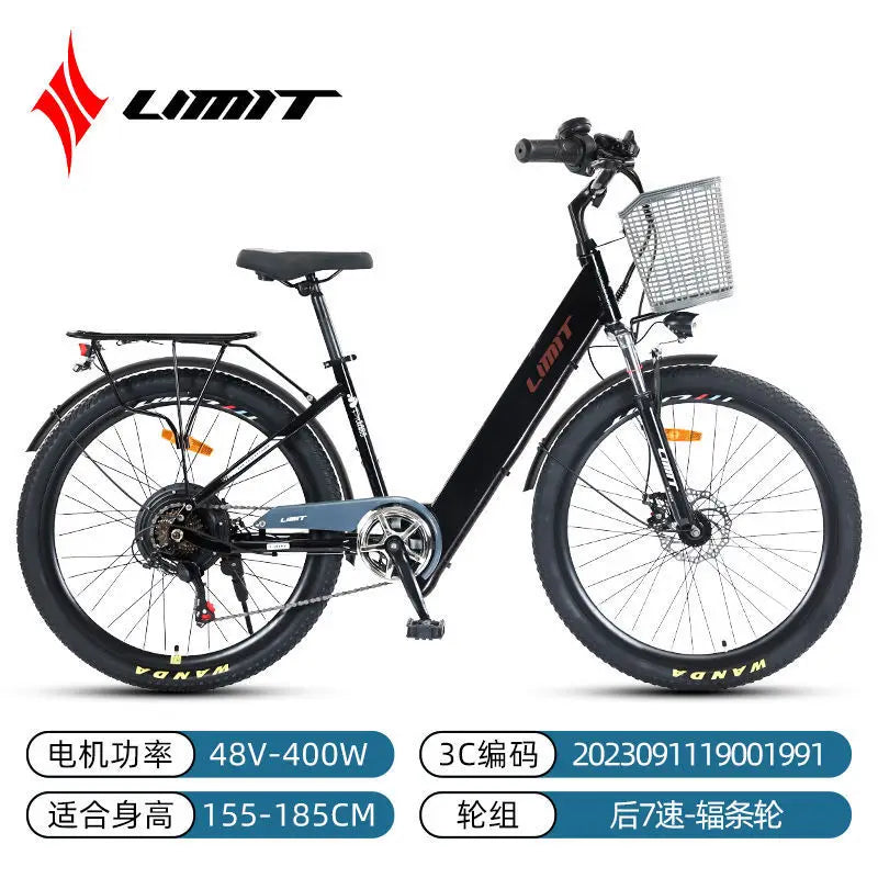 New Adult City E-Bike Bike 26-Inch 48V 10AH Removable Battery Range 25/H Women'S City Bike