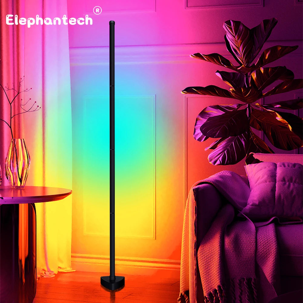 RGB LED Floor Lamp Living Room Dimmable 141Cm Highly DIY Stand RGB LED Mood Light for Bedroom Home Decor Interior Lighting