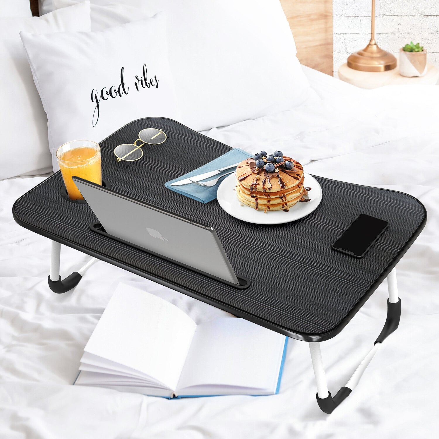 Adjustable Laptop Tray Lap Desk Stand Foldable Bed Table Notebook Tray Cup Slot
