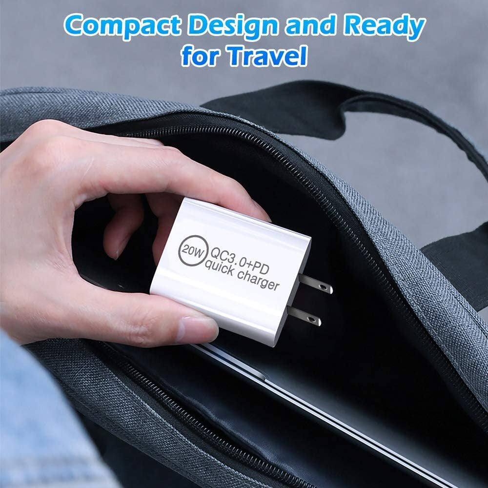 1000X Lot 20W PD Fast Wall Charger Dual Port Adapter USB C QC for Iphone Samsung