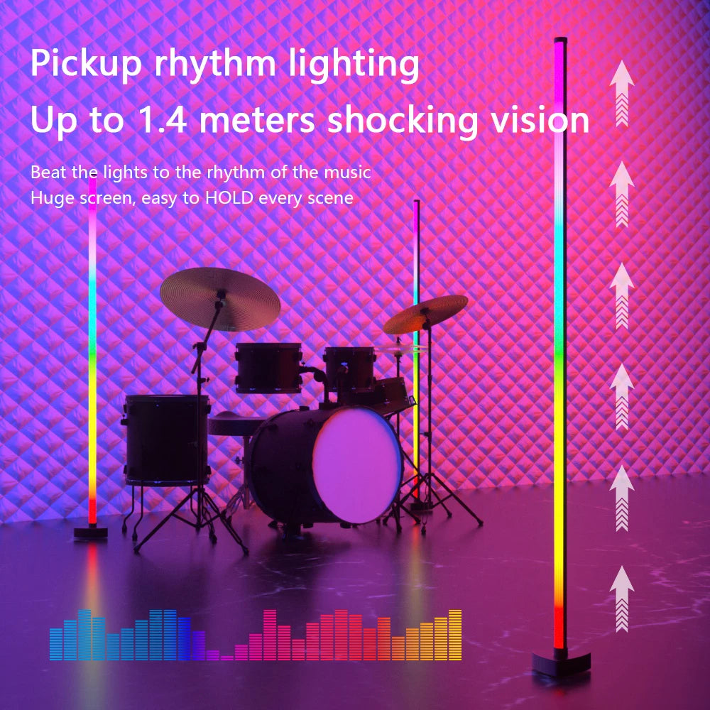 RGB LED Floor Lamp Living Room Dimmable 141Cm Highly DIY Stand RGB LED Mood Light for Bedroom Home Decor Interior Lighting