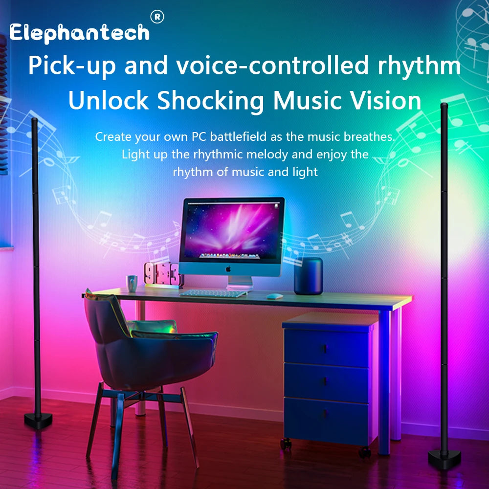 RGB LED Floor Lamp Living Room Dimmable 141Cm Highly DIY Stand RGB LED Mood Light for Bedroom Home Decor Interior Lighting