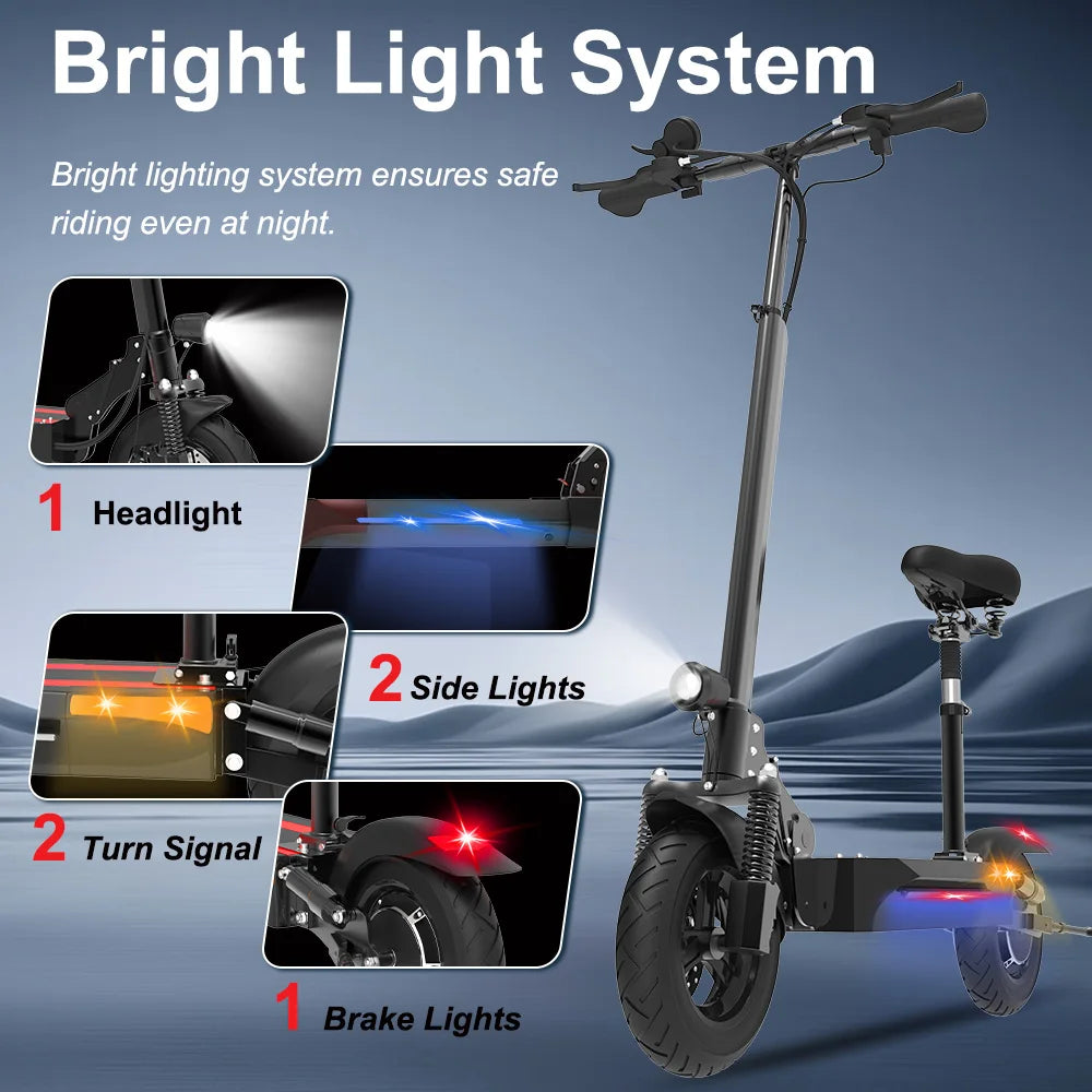 Like New X48 Electric Scooter with Seat 1200W Motor 13AH Battery 28MPH Top Speed 28 Miles Long Range Adults E-Scooters Foldable
