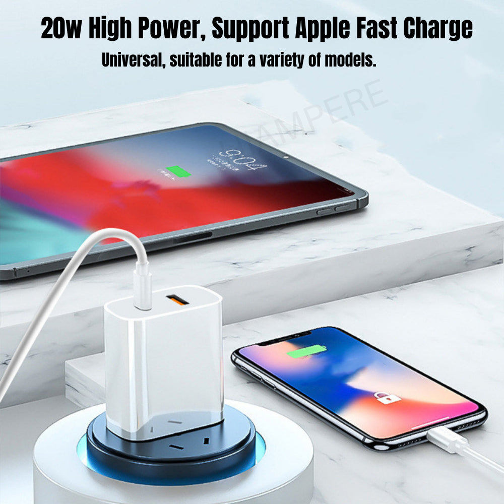 1000X Lot 20W PD Fast Wall Charger Dual Port Adapter USB C QC for Iphone Samsung