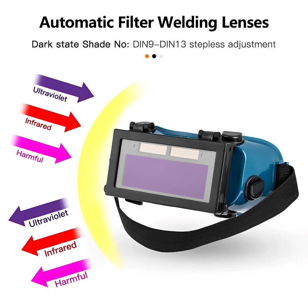 Welding Glasses Auto Darkening Welder Goggles UV IR Reflection Solar Powered