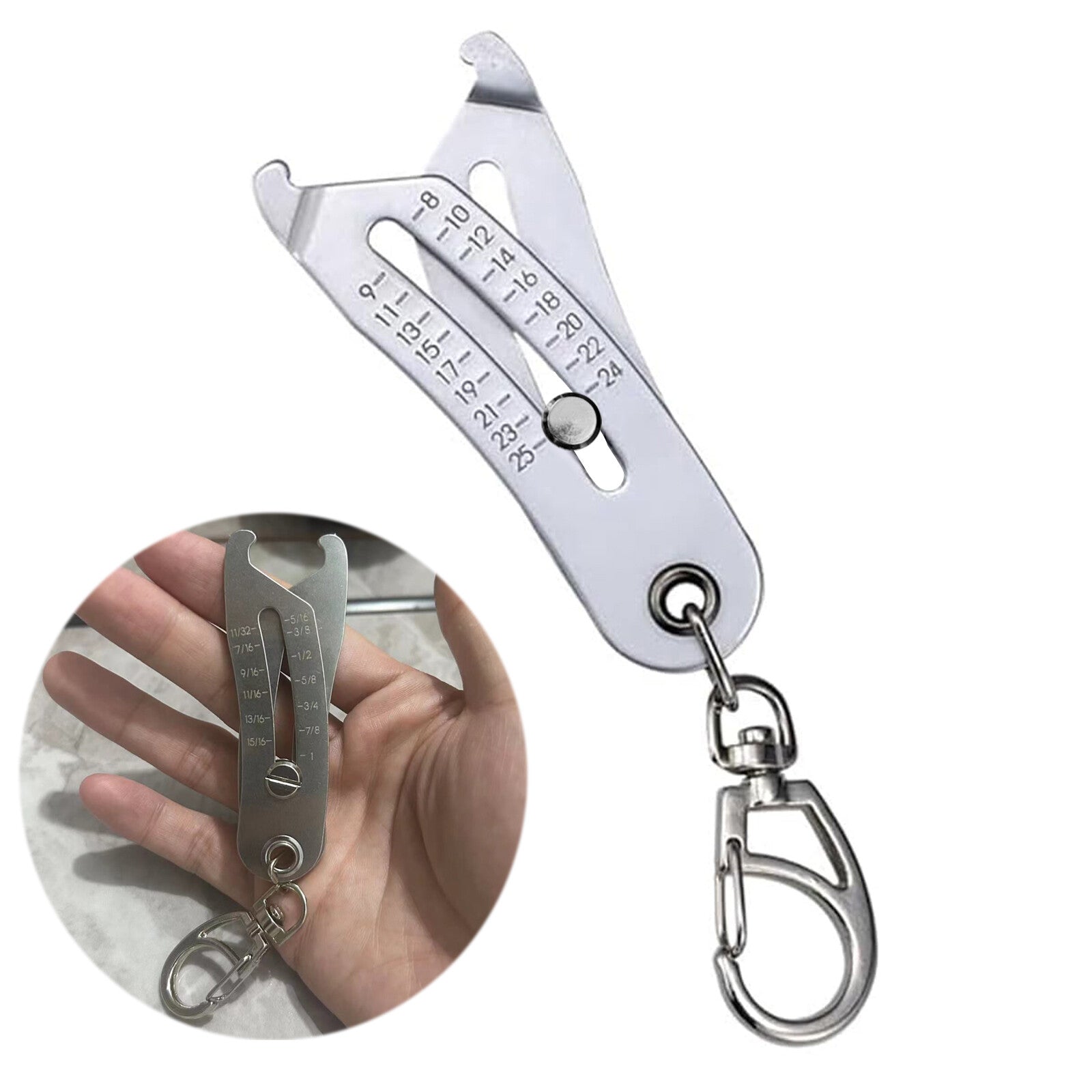 Bolt and Nut Identifier Gauge Size Gauge Precise Bolt Size Finder Keychain Tool