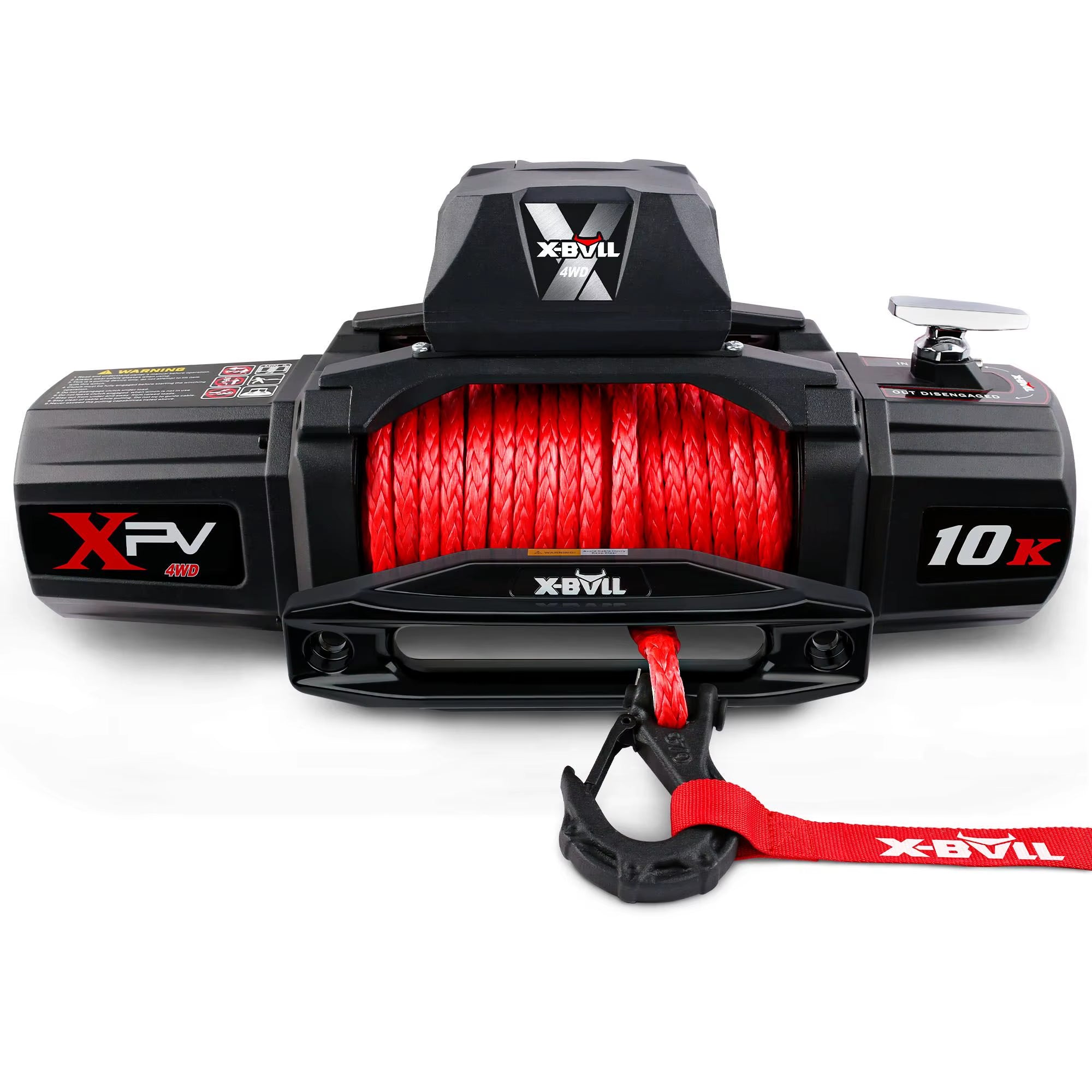 DB X-BULL 10000 Lb. Load Capacity Electric Winch Kit 12V DC Waterproof IP67 Hawse Synthetic Rope Winch for Off-Road Vehicles