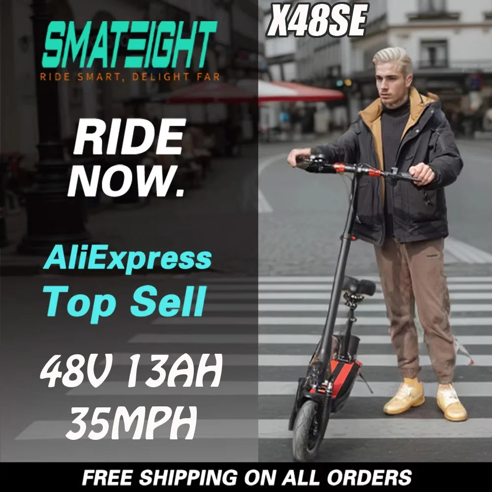 Like New X48 Electric Scooter with Seat 1200W Motor 13AH Battery 28MPH Top Speed 28 Miles Long Range Adults E-Scooters Foldable